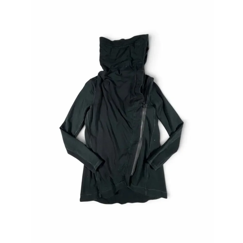 Lululemon Method Wrap Black Asymmetrical Zip Cowl Neck Jacket Size 10